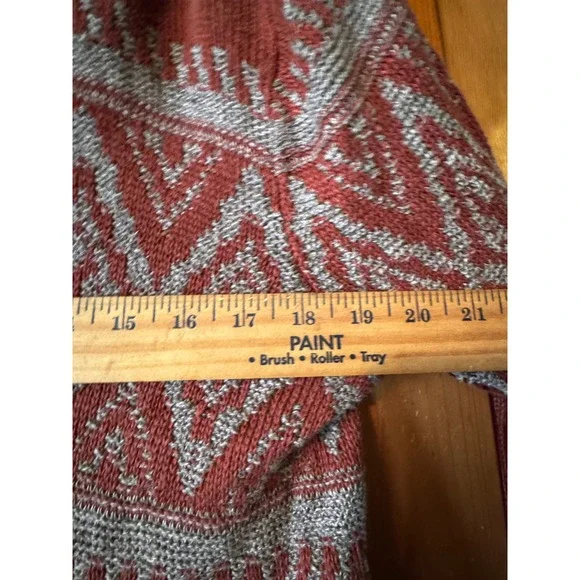 Banana Republic Italian Linen Shawl Collar Sweater XL Rust Orange Geometric Knit - Picture 6 of 7